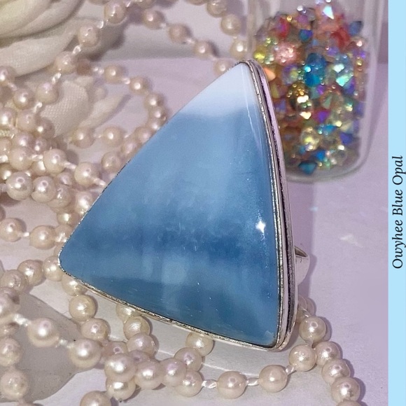 Owyhee Blue Opal Gemstone Handmade Ring - Picture 4 of 4